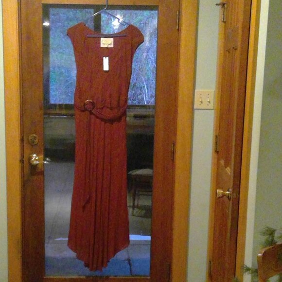 2nd Price drop:  Anthropologie  Size 14 Flowing Rayon Adobe Colored Summer Dress - Picture 1 of 6